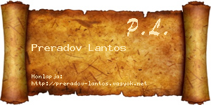 Preradov Lantos névjegykártya